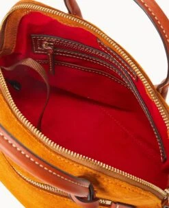 Suede Domed Satchel Honey 26 Suede Domed Satchel Honey -Dooney & Bourke B1954G SUHNPATN ALT2 1