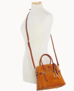 Suede Domed Satchel Honey 22 Suede Domed Satchel Honey -Dooney & Bourke B1954G SUHNPATN ALT4
