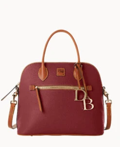 Pebble Grain Large Domed Satchel Wine
