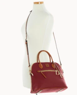 Pebble Grain Large Domed Satchel Wine -Dooney & Bourke B1955G 9PWNPAKR ALT4