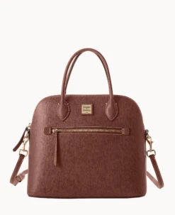 Saffiano Large Domed Satchel Amber