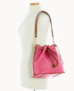 Pebble Grain Drawstring Hot Pink -Dooney & Bourke B1961G 9PHPPAKR ALT4 1
