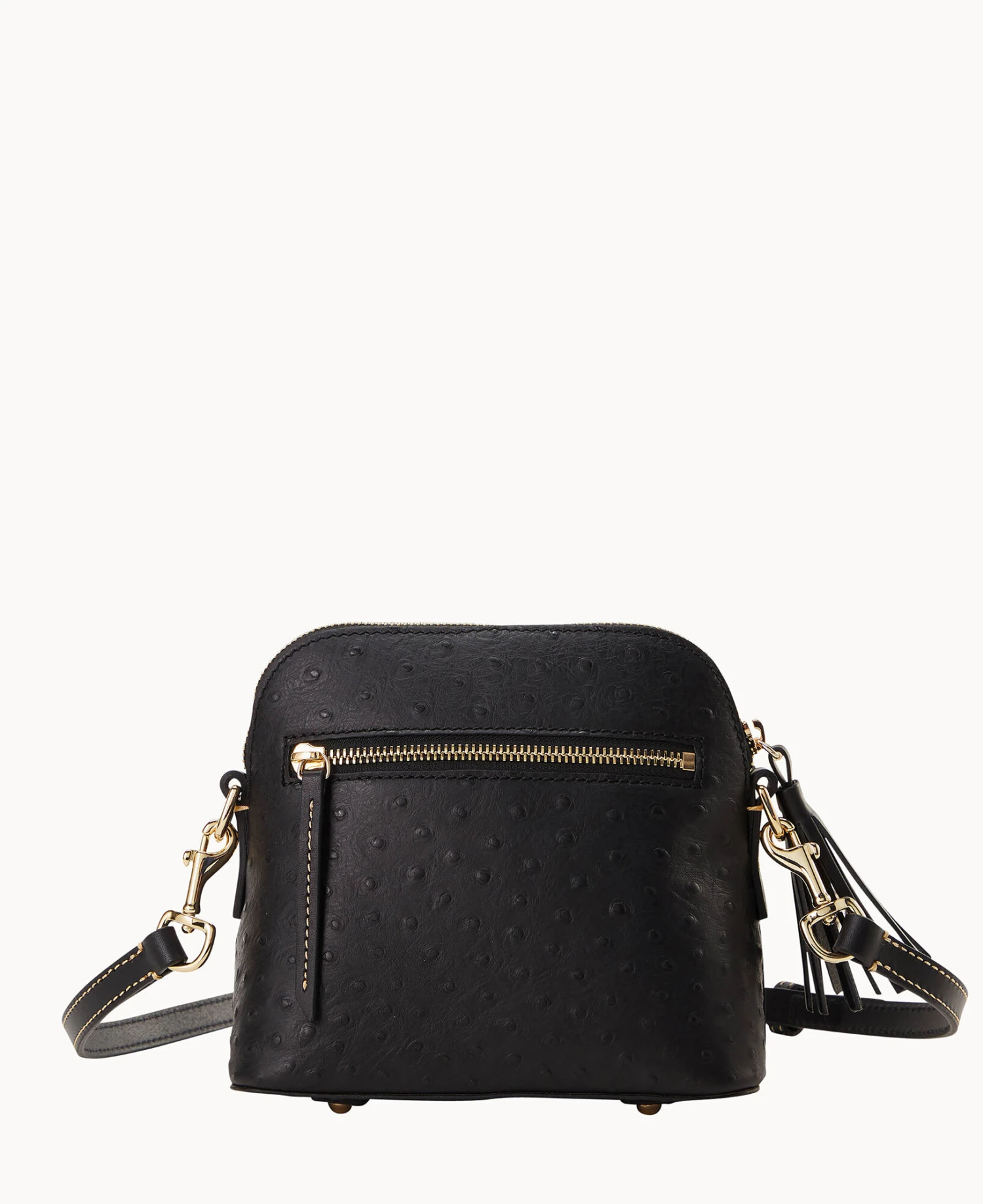 Ostrich Domed Crossbody Black 4 Ostrich Domed Crossbody Black - Image 4