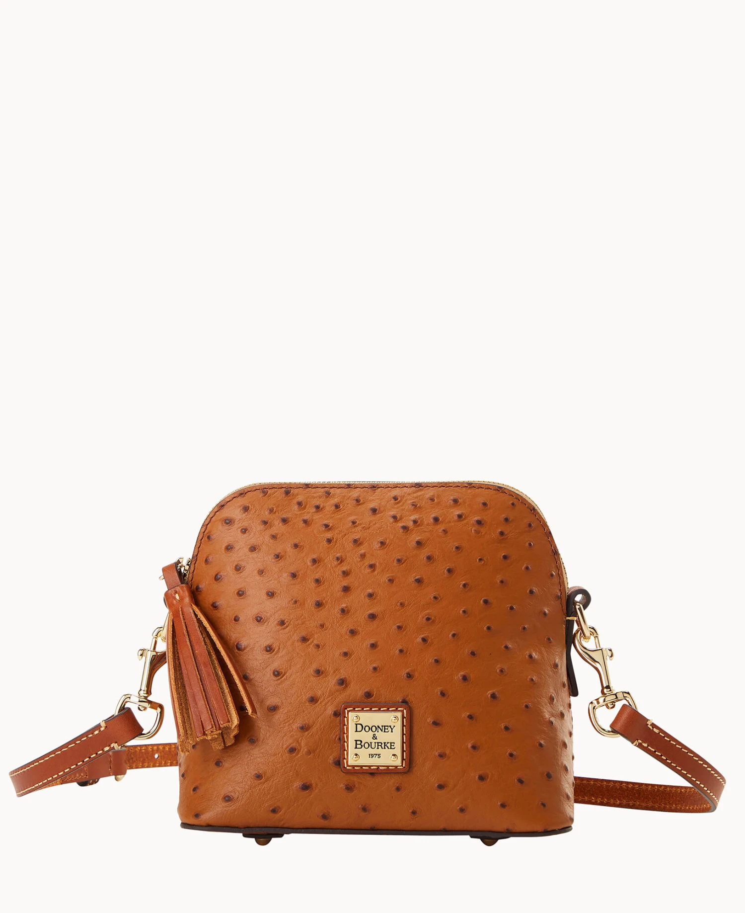 Ostrich Domed Crossbody Black 13 Ostrich Domed Crossbody Black - Image 13