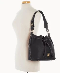 Pebble Grain Drawstring Black Black -Dooney & Bourke B2077G AWBLPABL ALT4 1