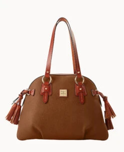 Pebble Grain Domed Satchel Wine 31 Pebble Grain Domed Satchel Wine -Dooney & Bourke B2217G AWBFPATN