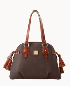 Pebble Grain Domed Satchel Wine 33 Pebble Grain Domed Satchel Wine -Dooney & Bourke B2217G AWBMPATN