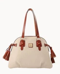 Pebble Grain Domed Satchel Wine 34 Pebble Grain Domed Satchel Wine -Dooney & Bourke B2217G AWBOPATN