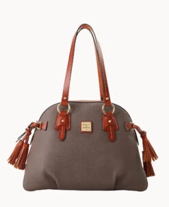 Pebble Grain Domed Satchel Wine 37 Pebble Grain Domed Satchel Wine -Dooney & Bourke B2217G AWELPATN