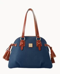 Pebble Grain Domed Satchel Wine 39 Pebble Grain Domed Satchel Wine -Dooney & Bourke B2217G AWJEPATN