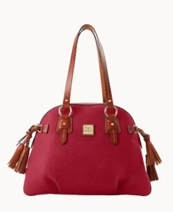 Pebble Grain Domed Satchel Wine 25 Pebble Grain Domed Satchel Wine -Dooney & Bourke B2217G AWWNPATN 1