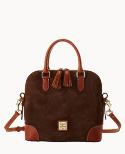 Suede Domed Satchel Wine -Dooney & Bourke B2257G SUBMPATN
