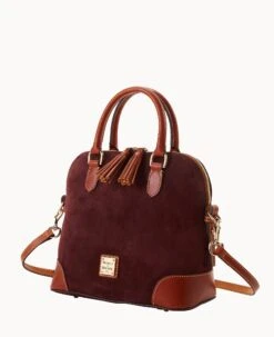 Suede Domed Satchel Wine -Dooney & Bourke B2257G SUWNPATN ALT1 1