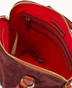 Suede Domed Satchel Wine -Dooney & Bourke B2257G SUWNPATN ALT2 1