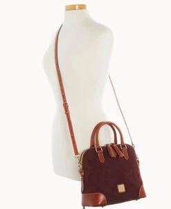 Suede Domed Satchel Wine -Dooney & Bourke B2257G SUWNPATN ALT4