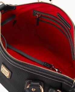 Pebble Grain Medium Mail Satchel Black Black -Dooney & Bourke B2273G AWBLPABL ALT2 1