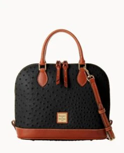 Ostrich Zip Zip Satchel Bone -Dooney & Bourke B2343G OTBLPATN