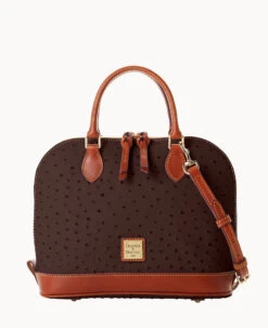 Ostrich Zip Zip Satchel Bone -Dooney & Bourke B2343G OTEEPATN