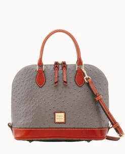 Ostrich Zip Zip Satchel Bone -Dooney & Bourke B2343G OTPWPATN