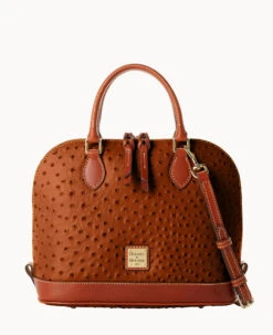 Ostrich Zip Zip Satchel Bone -Dooney & Bourke B2343G OTTNPATN