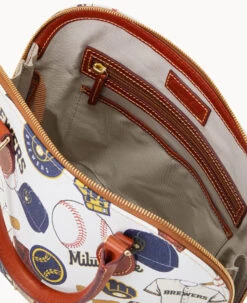 MLB Brewers Zip Zip Satchel BREWERS 12 MLB Brewers Zip Zip Satchel BREWERS -Dooney & Bourke B2343G QUMWPATNBRWS ALT2