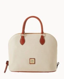 Pebble Grain Domed Satchel Taupe -Dooney & Bourke B2367G AWBOPATN