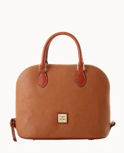 Pebble Grain Domed Satchel Taupe -Dooney & Bourke B2367G AWCAPATN