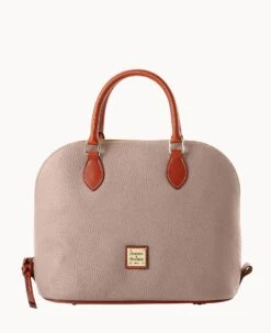 Pebble Grain Domed Satchel Taupe