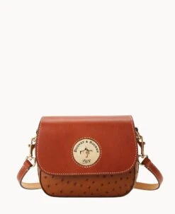 Ostrich Turnlock Flap Saddle Light Taupe -Dooney & Bourke B2375G OTCAPATN