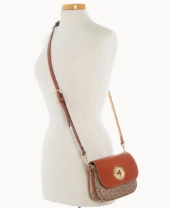 Ostrich Turnlock Flap Saddle Light Taupe -Dooney & Bourke B2375G OTXDPATN ALT4