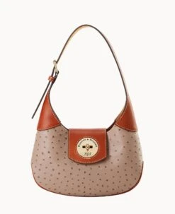 Ostrich Turnlock Hobo 26 Light Taupe -Dooney & Bourke B2378G OTXDPATN 1