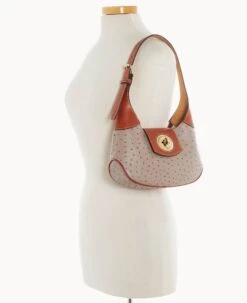 Ostrich Turnlock Hobo 26 Light Taupe -Dooney & Bourke B2378G OTXDPATN ALT4 1