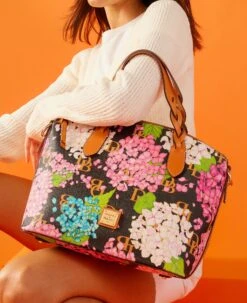 Hydrangea Monogram Celeste Satchel Blue -Dooney & Bourke B2HYM1299 ILD lifestyle 1