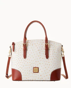 Ostrich Domed Satchel Light Taupe -Dooney & Bourke B9062G OTBOPATN