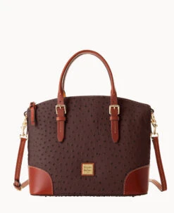 Ostrich Domed Satchel Light Taupe -Dooney & Bourke B9062G OTEEPATN