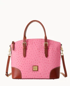 Ostrich Domed Satchel Light Taupe -Dooney & Bourke B9062G OTHPPATN