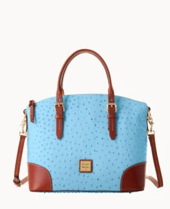 Ostrich Domed Satchel Light Taupe -Dooney & Bourke B9062G OTSBPATN