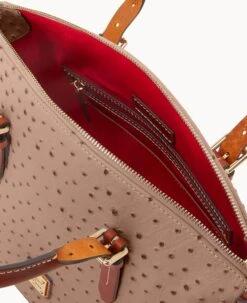 Ostrich Domed Satchel Light Taupe -Dooney & Bourke B9062G OTXDPATN ALT2 1