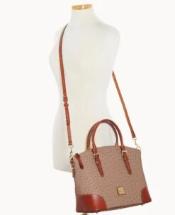 Ostrich Domed Satchel Light Taupe -Dooney & Bourke B9062G OTXDPATN ALT4 1