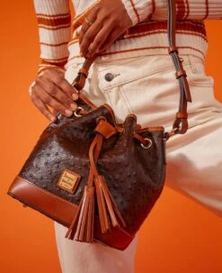 Ostrich Small Drawstring Brown Tmoro 24 Ostrich Small Drawstring Brown Tmoro -Dooney & Bourke BOSTR1830 ILD lifestyle 1