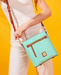 Ostrich Small Zip Crossbody Light Aqua -Dooney & Bourke BOSTR1915 ILD lifestyle 1