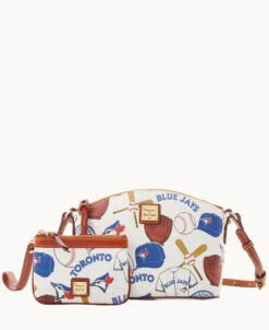 MLB Blue Jays Suki Crossbody Med Wristlet BLUE JAYS -Dooney & Bourke M1696G QUMWPATNBJAY ALT4