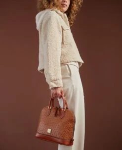 Ostrich Zip Zip Satchel Bone -Dooney & Bourke OT343 ILD lifestyle 1