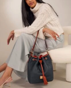 Pebble Grain Tasha Drawstring Caramel 26 Pebble Grain Tasha Drawstring Caramel -Dooney & Bourke R1596 ILD lifestyle 1