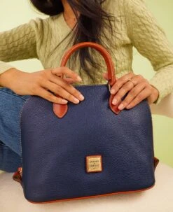 Pebble Grain Domed Satchel Taupe -Dooney & Bourke R2367 ILD lifestyle 1