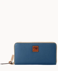 Pebble Grain Large Zip Around Wristlet Midnight Blue -Dooney & Bourke W0126G 9PJEPAKR