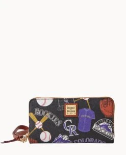 MLB Rockies Large Zip Around Wristlet ROCKIES -Dooney & Bourke W0126G QUBLPATNROKI