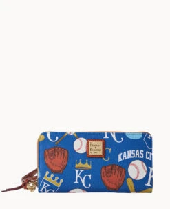 MLB Royals Large Zip Around Wristlet Royals -Dooney & Bourke W0126G QUBUPATNRYLS