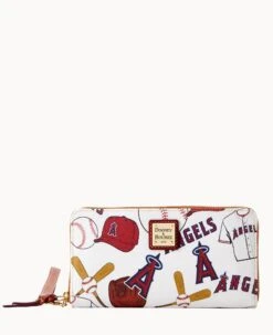 MLB Angels Large Zip Around Wristlet ANGELS -Dooney & Bourke W0126G QUMWPATNANGL 1