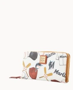 MLB Marlins Large Zip Around Wristlet MARLINS -Dooney & Bourke W0126G QUMWPATNMRLN ALT1 1